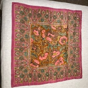 Vintage Silk Floral Scarf Large 43” Square